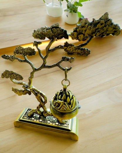 Elegantní kovový držák na vonné tyčinky Bonsai - možnost personalizace gravírováním na dárek